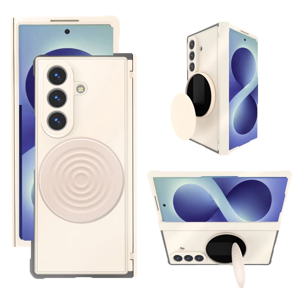 Compatible with Samsung Zfold 8 Ultra phone case, folding magnetic stand wrist strap, TPU full-coverage drop protection.
