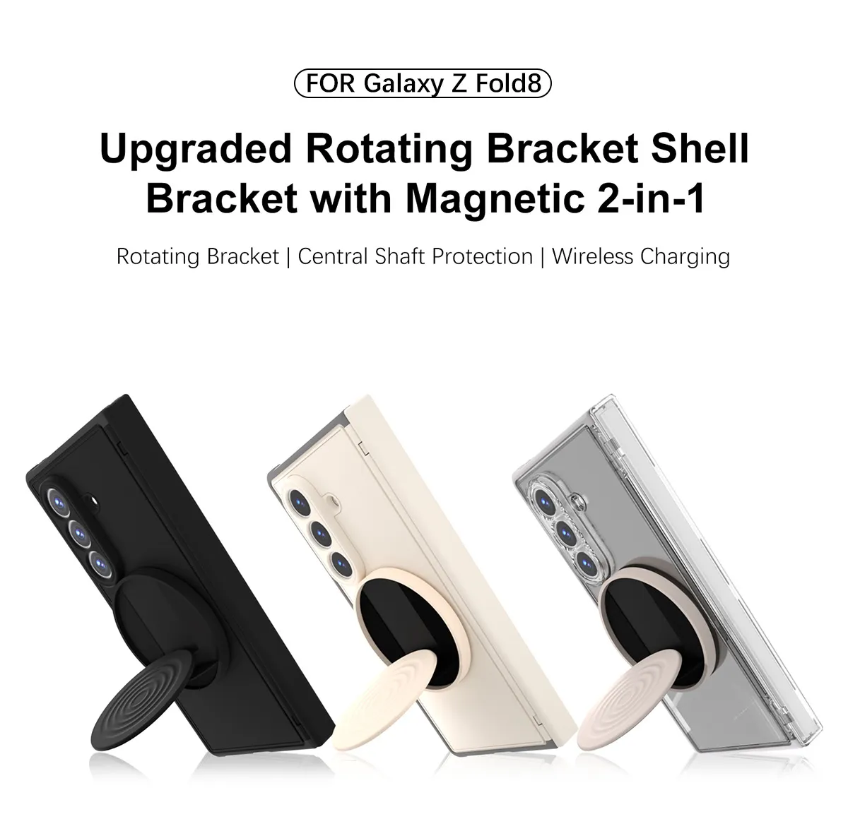 Compatible with Samsung Zfold 8 Ultra phone case, folding magnetic stand wrist strap, TPU full-coverage drop protection.
