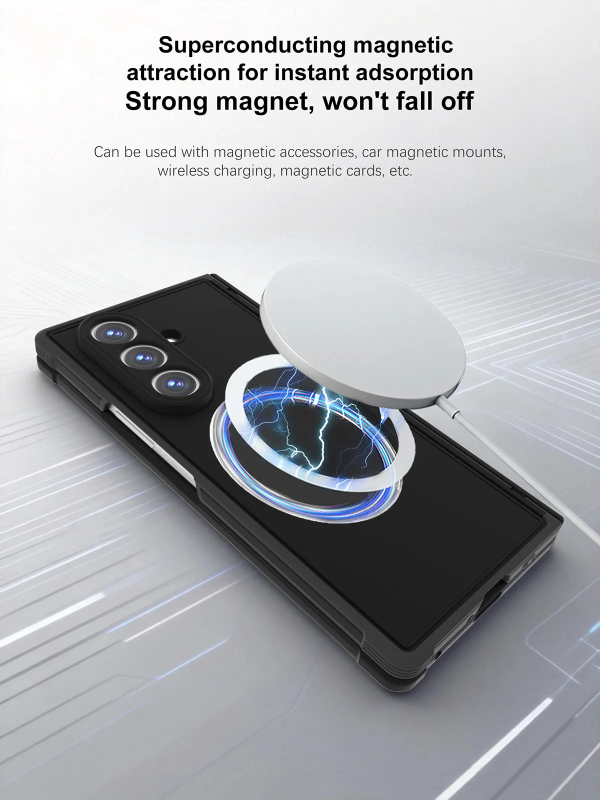 Compatible with Samsung Zfold 8 Ultra phone case, folding magnetic stand wrist strap, TPU full-coverage drop protection.