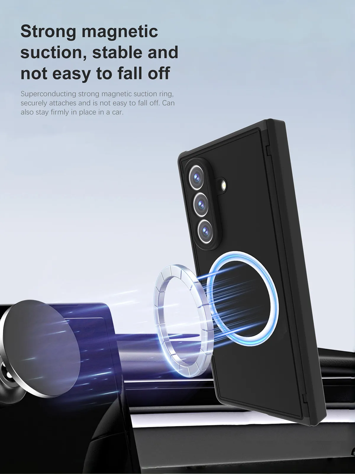 Compatible with Samsung Zfold 8 Ultra phone case, folding magnetic stand wrist strap, TPU full-coverage drop protection.