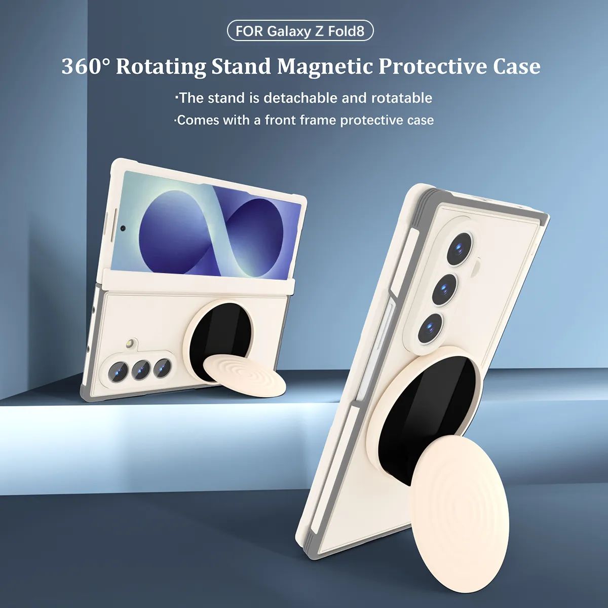 Compatible with Samsung Zfold 8 Ultra phone case, folding magnetic stand wrist strap, TPU full-coverage drop protection.