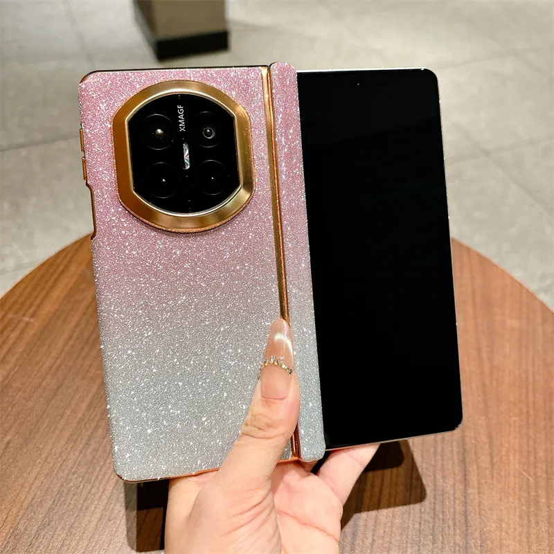 Compatible with Huawei MATE X7 foldable screen glitter electroplated leather hinge drop-proof protective case