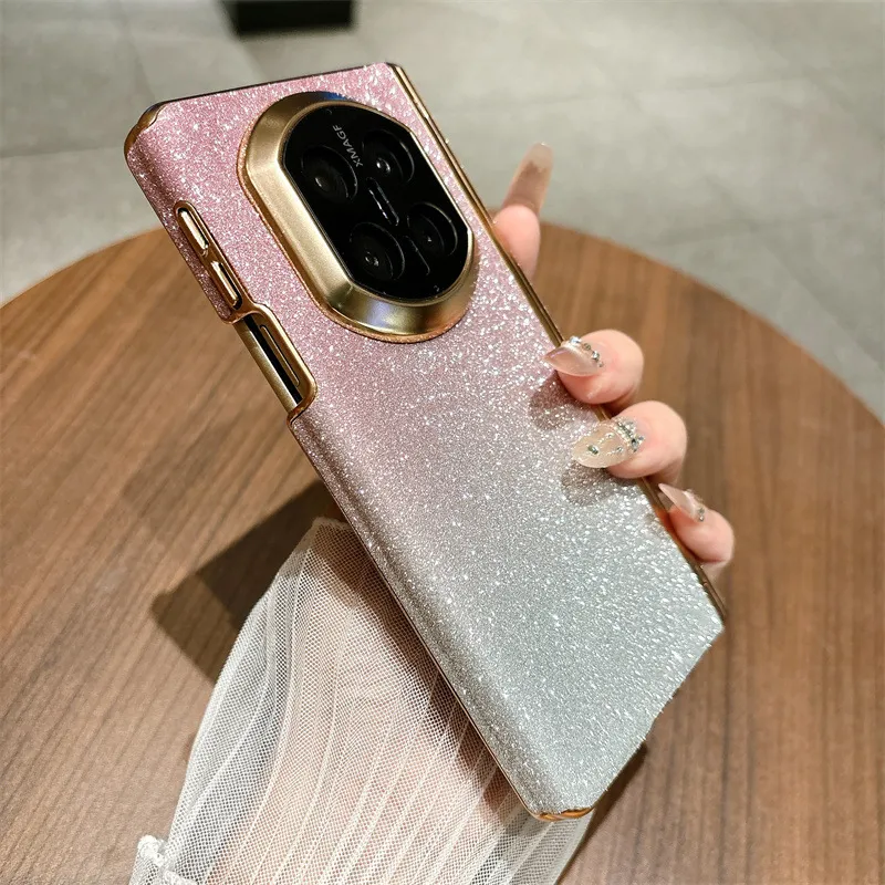 Compatible with Huawei MATE X7 foldable screen glitter electroplated leather hinge drop-proof protective case