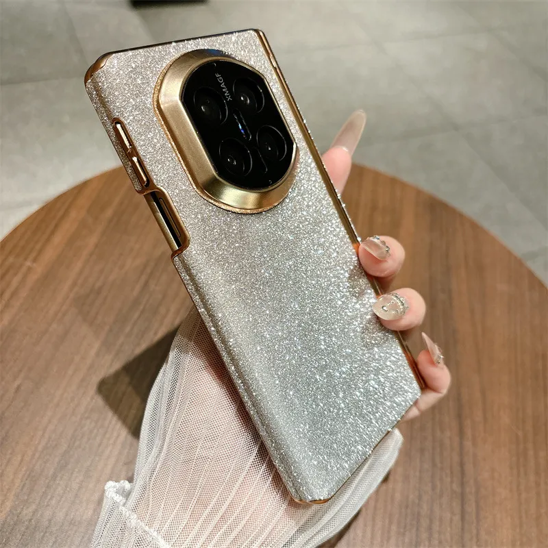Compatible with Huawei MATE X7 foldable screen glitter electroplated leather hinge drop-proof protective case