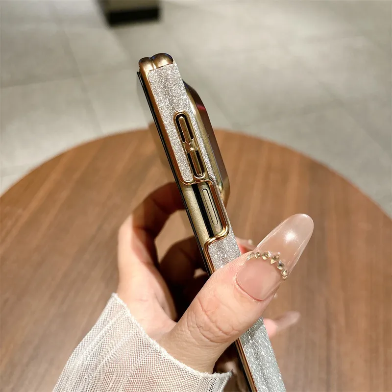 Compatible with Huawei MATE X7 foldable screen glitter electroplated leather hinge drop-proof protective case