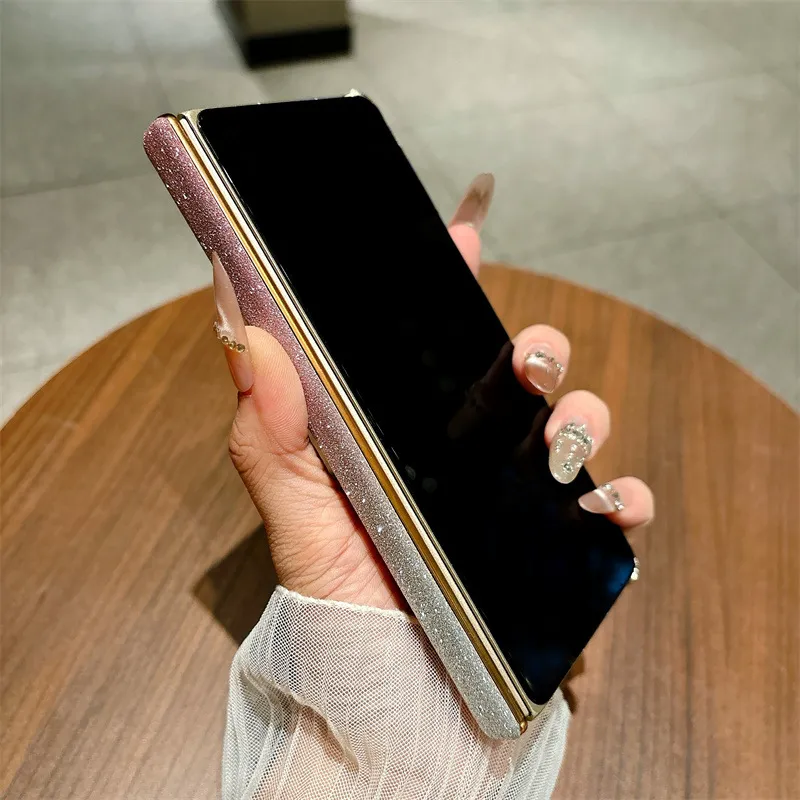 Compatible with Huawei MATE X7 foldable screen glitter electroplated leather hinge drop-proof protective case