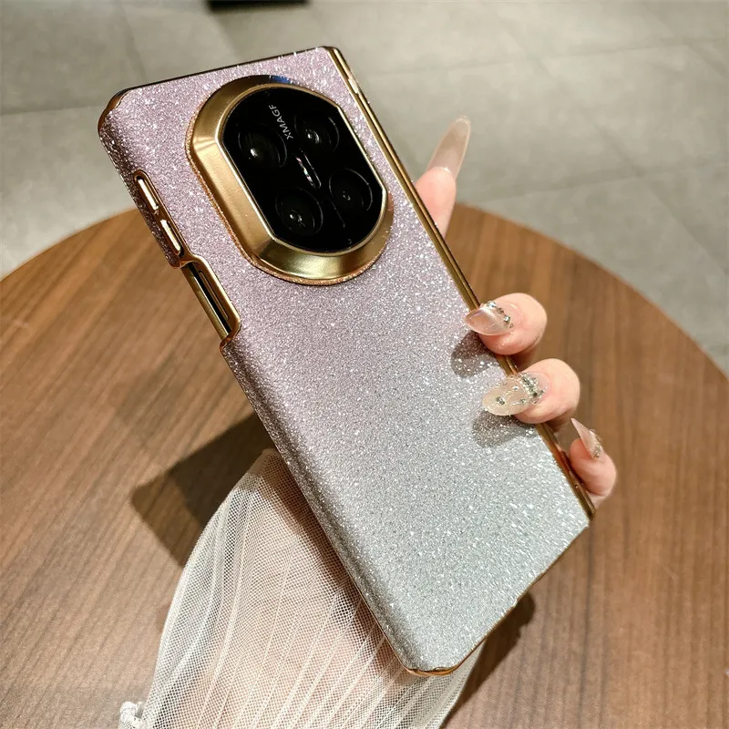 Compatible with Huawei MATE X7 foldable screen glitter electroplated leather hinge drop-proof protective case