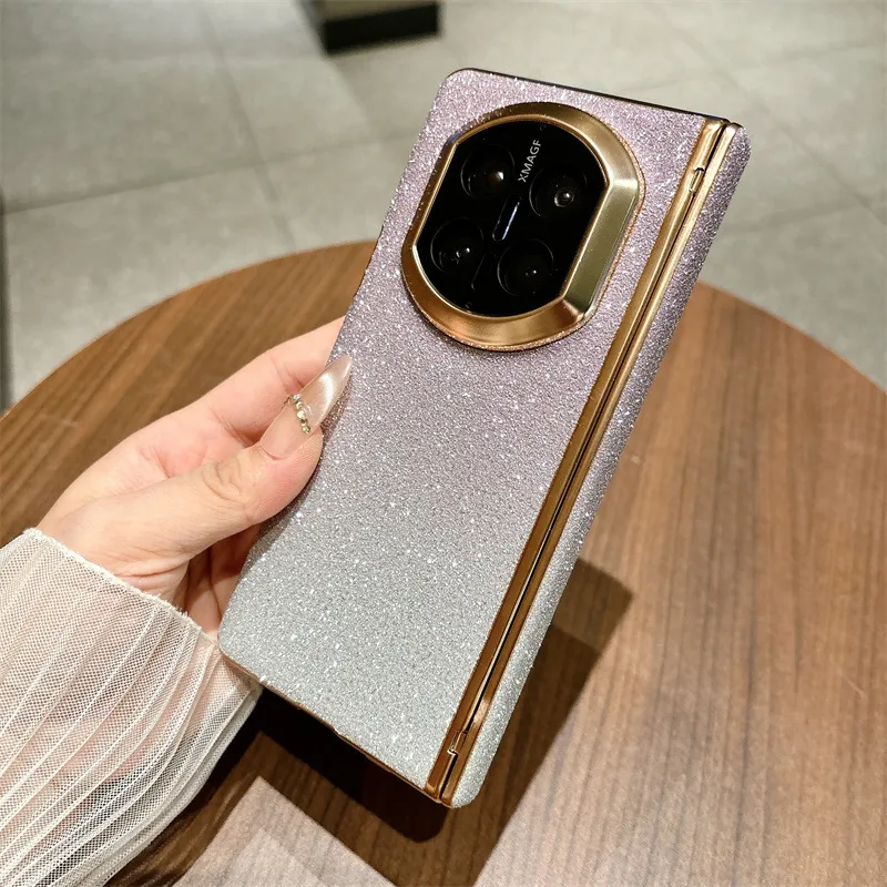 Compatible with Huawei MATE X7 foldable screen glitter electroplated leather hinge drop-proof protective case