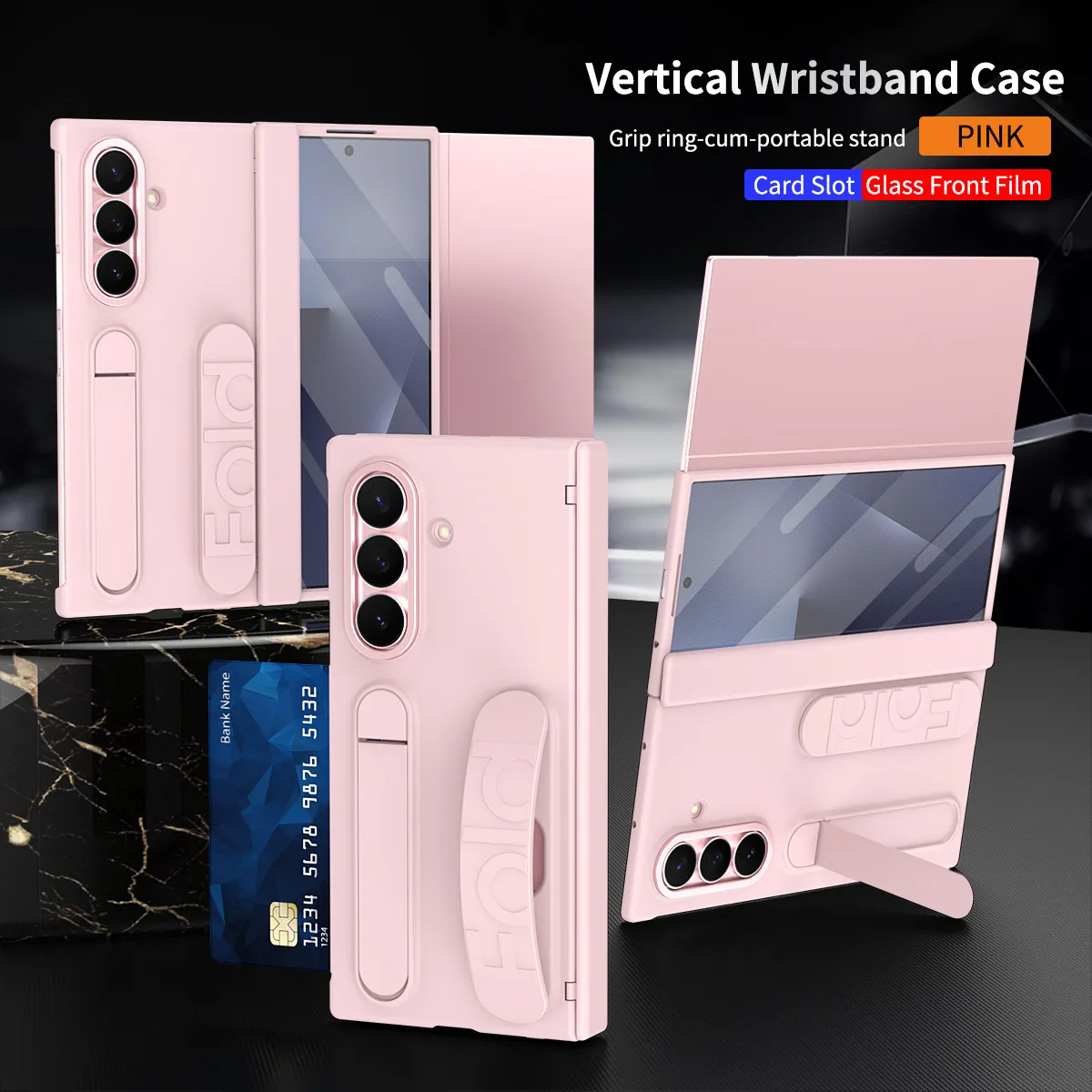 Compatible with Samsung TriFold phone case, FOLD folding official wristband, card slot, hinge case, and integrated protective film.