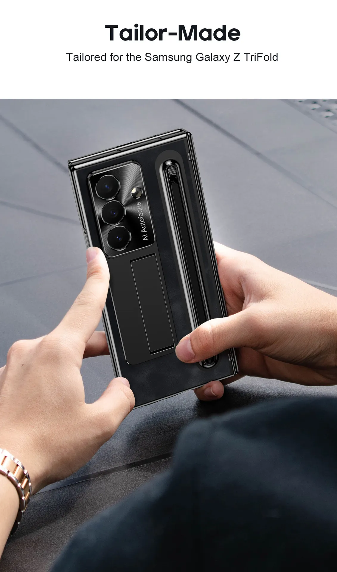 Compatible with Samsung TriFold phone case, foldable official pen slot case, integrated full-coverage drop-proof protective case.