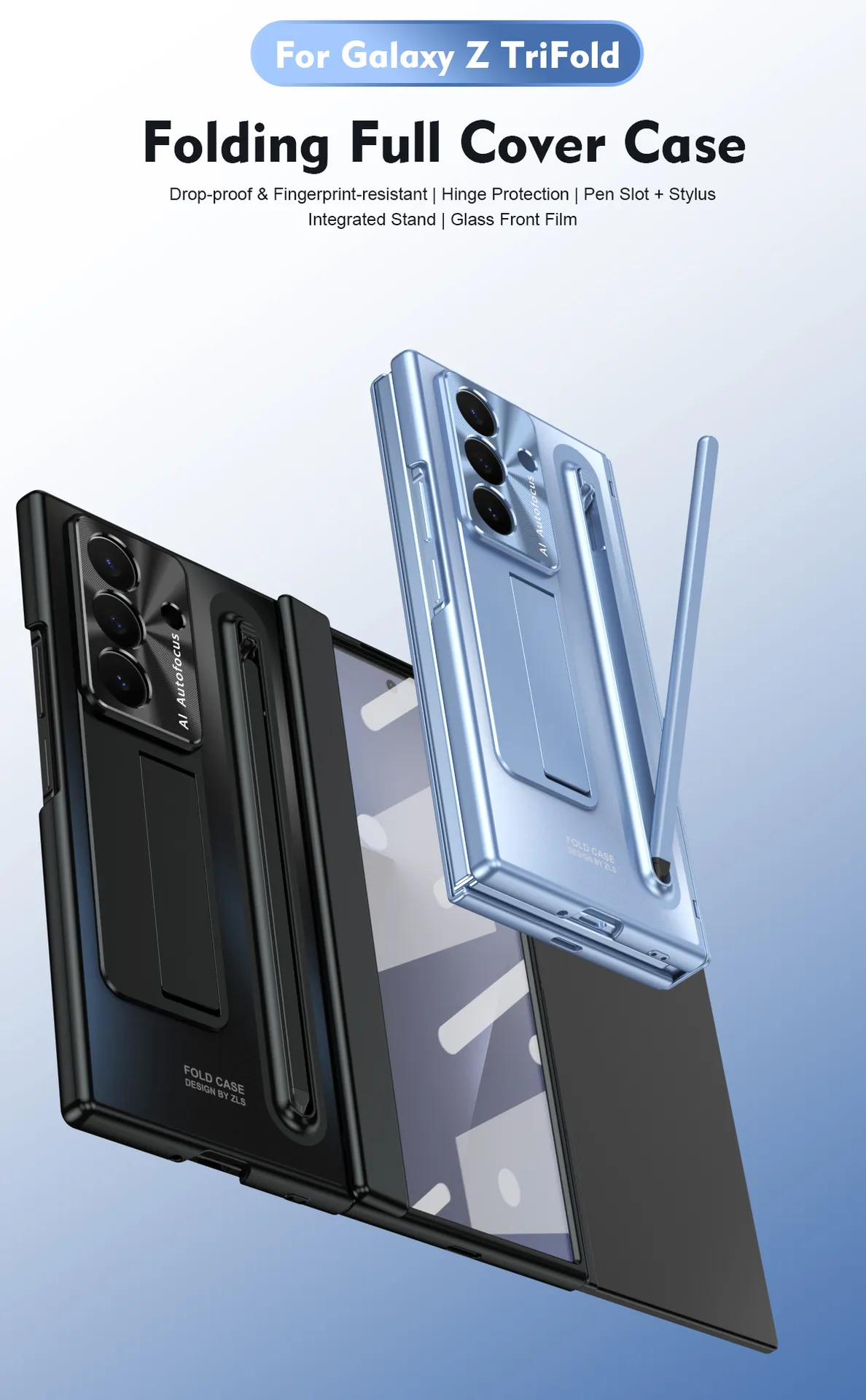 Compatible with Samsung Trifold phone case, FOLD official folding pen slot case, integrated full-coverage drop-proof protective case.