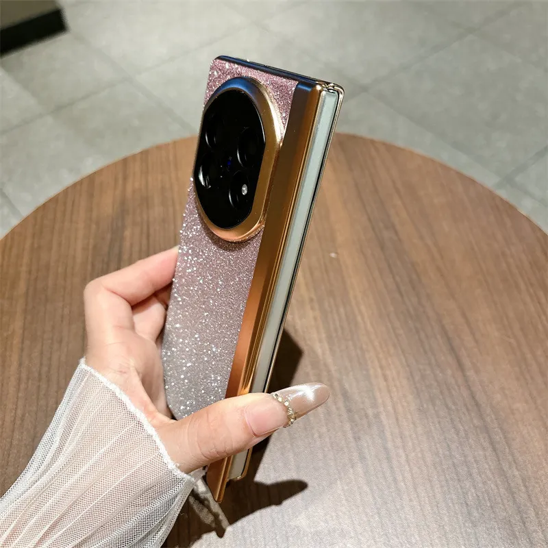 VIVO XFOLD5 phone case, xfold5 electroplated glitter leather hinge, full-coverage drop-proof protective case.