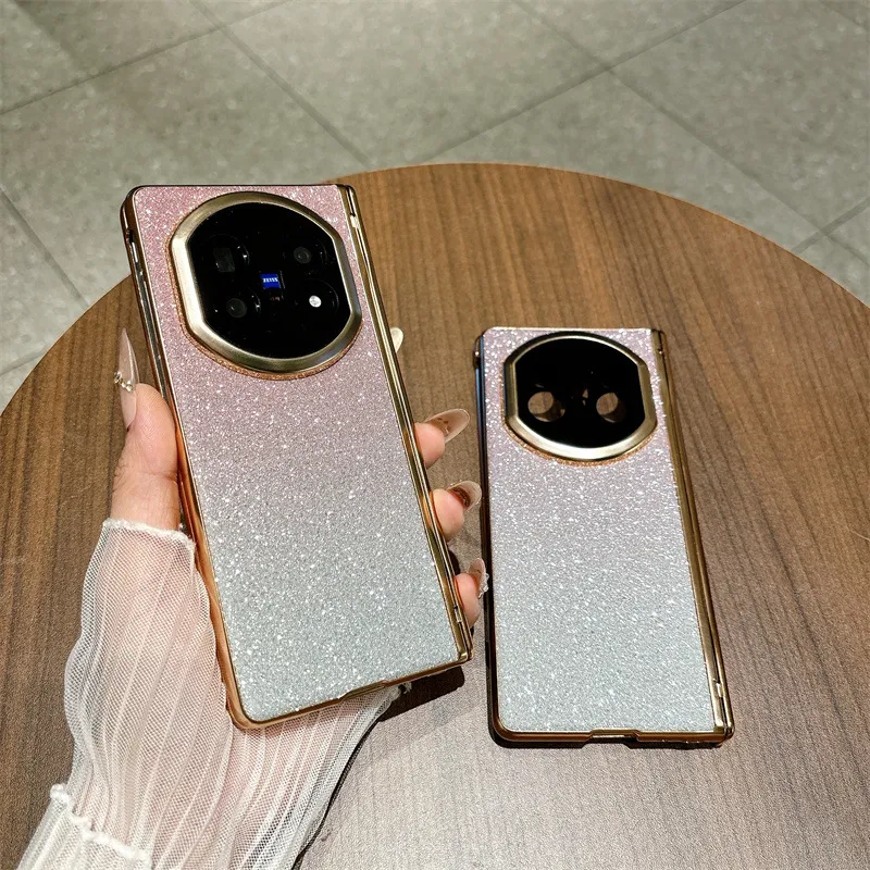 VIVO XFOLD5 phone case, xfold5 electroplated glitter leather hinge, full-coverage drop-proof protective case.