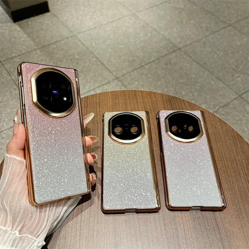 VIVO XFOLD5 phone case, xfold5 electroplated glitter leather hinge, full-coverage drop-proof protective case.