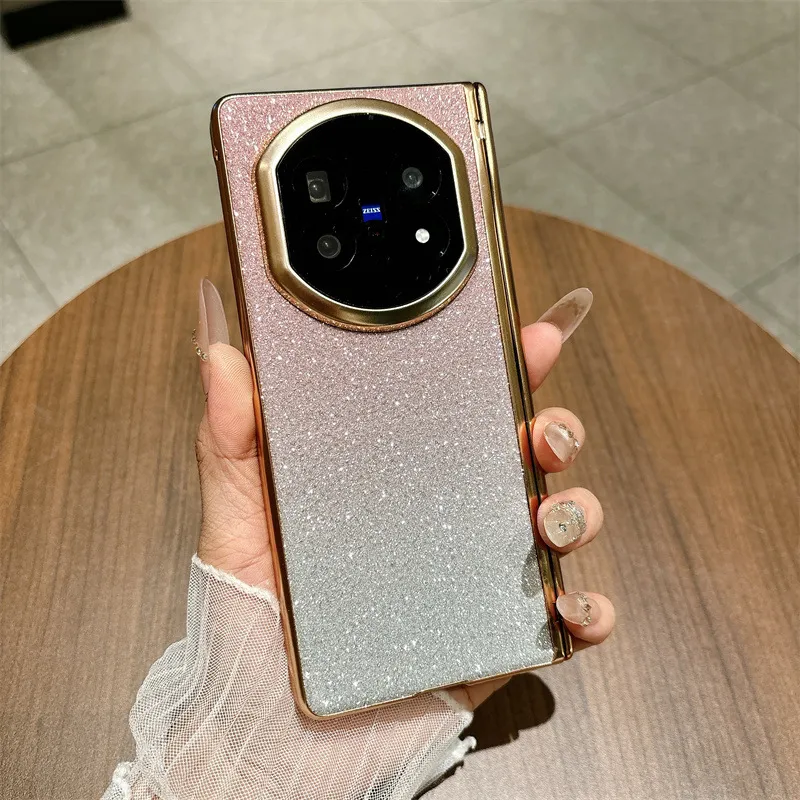 VIVO XFOLD5 phone case, xfold5 electroplated glitter leather hinge, full-coverage drop-proof protective case.