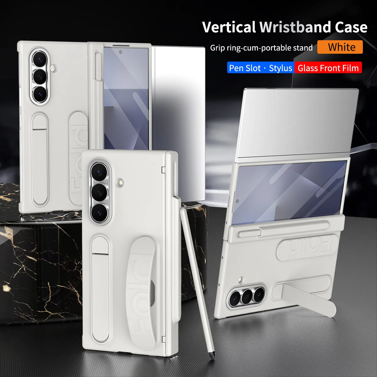 Compatible with Samsung TriFold phone case, FOLD folding official wrist strap, pen slot hinge case, integrated protective case.