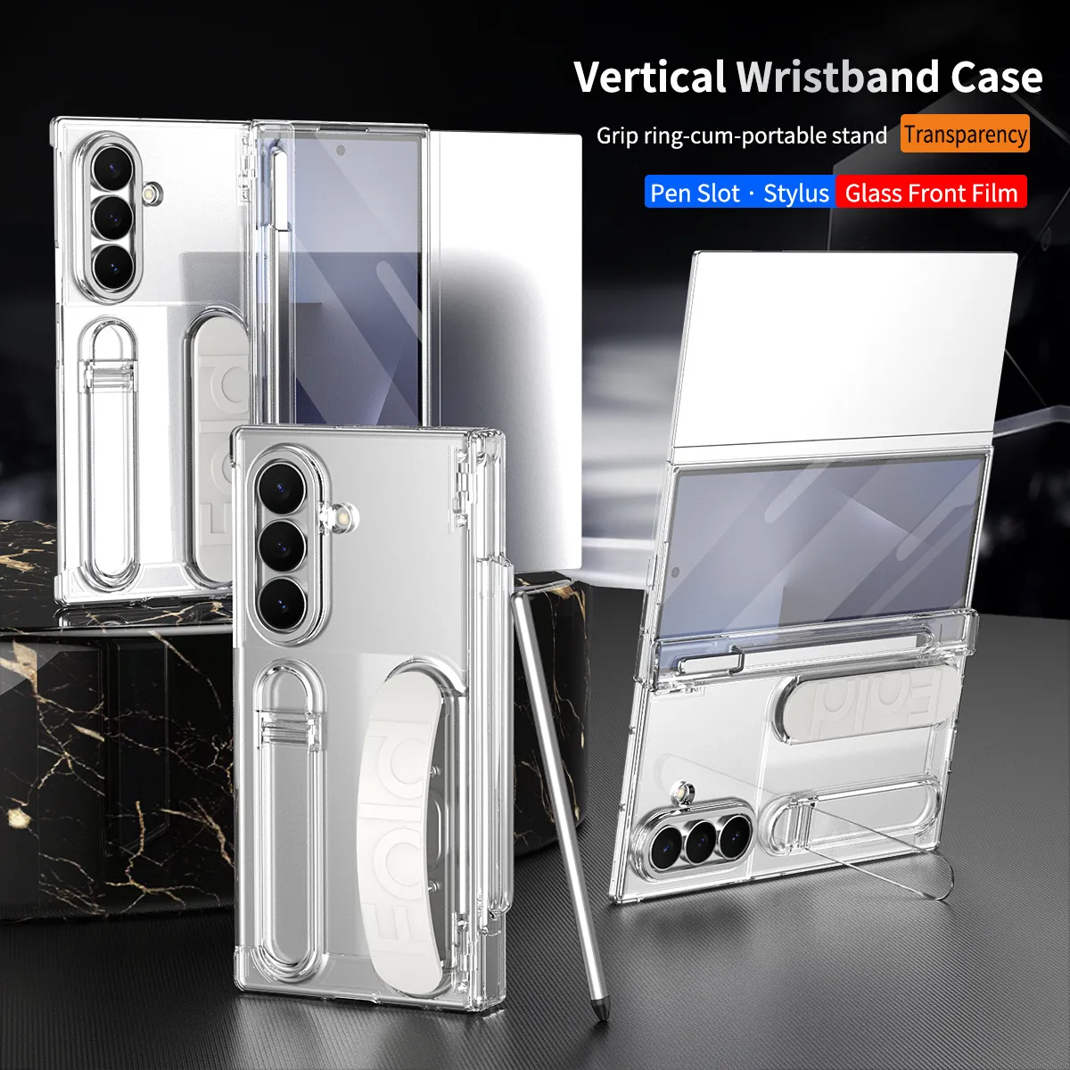 Compatible with Samsung TriFold phone case, FOLD folding official wrist strap, pen slot hinge case, integrated protective case.