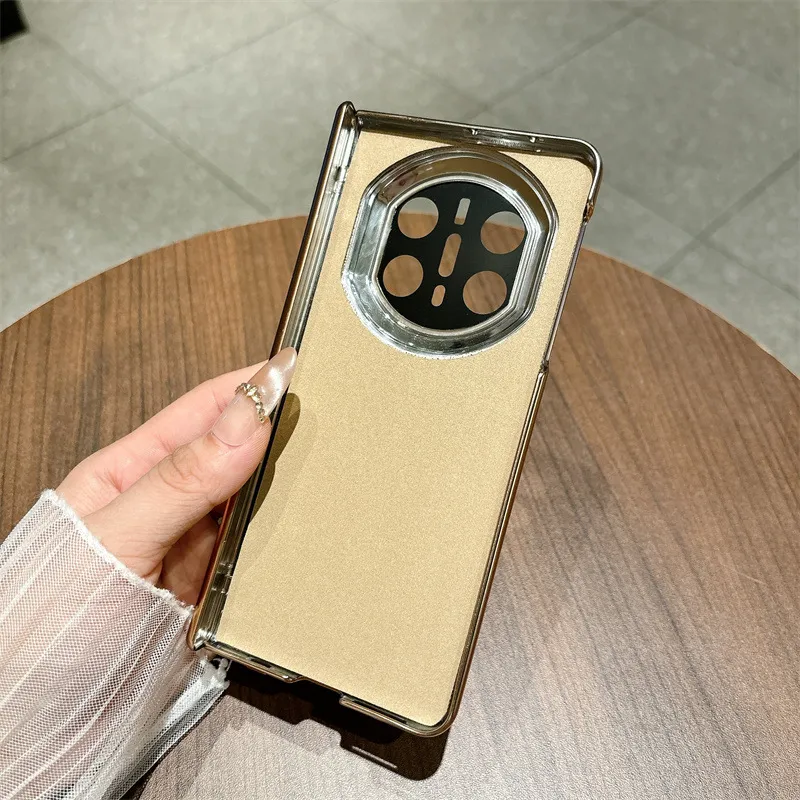 Compatible with Huawei MATE X7 and Mate X6 foldable screen glitter electroplated case with integrated hinge and drop protection.