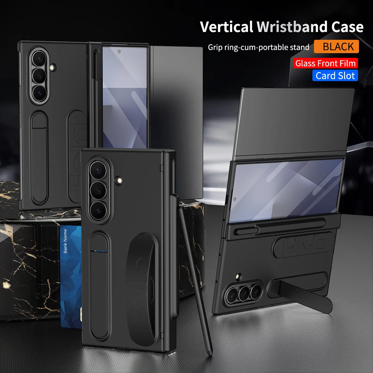 Compatible with Samsung TriFold phone case, FOLD folding official wristband, card slot, pen slot, and integrated protective case.