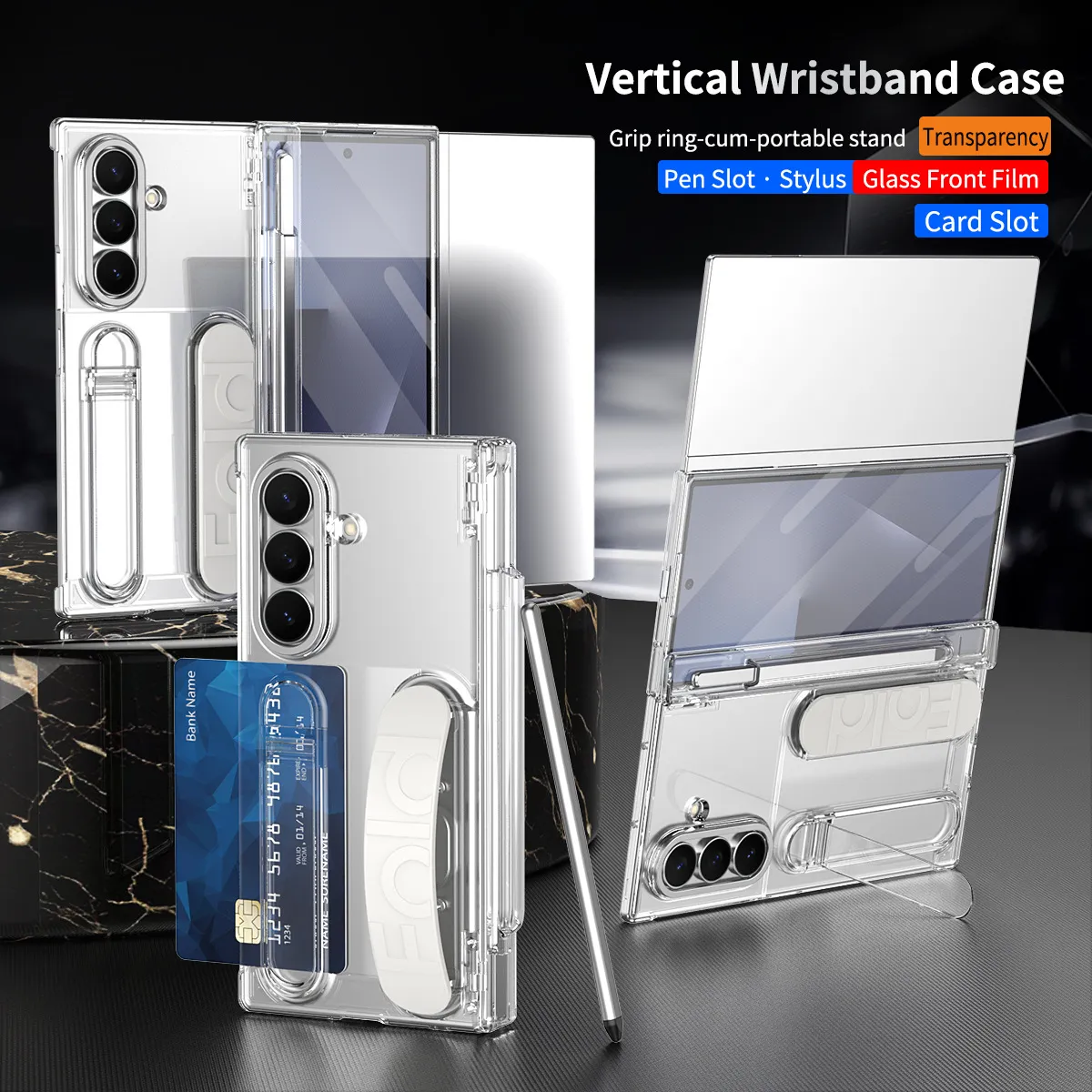 Compatible with Samsung TriFold phone case, FOLD folding official wristband, card slot, pen slot, and integrated protective case.