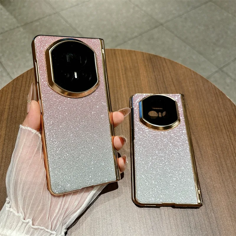 Honor MagicV5 Phone Case with Glitter Electroplating, Full Coverage Hinge, Drop-Proof Protection, Suitable for Leather Cases