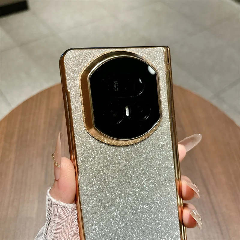 Honor MagicV5 Phone Case with Glitter Electroplating, Full Coverage Hinge, Drop-Proof Protection, Suitable for Leather Cases