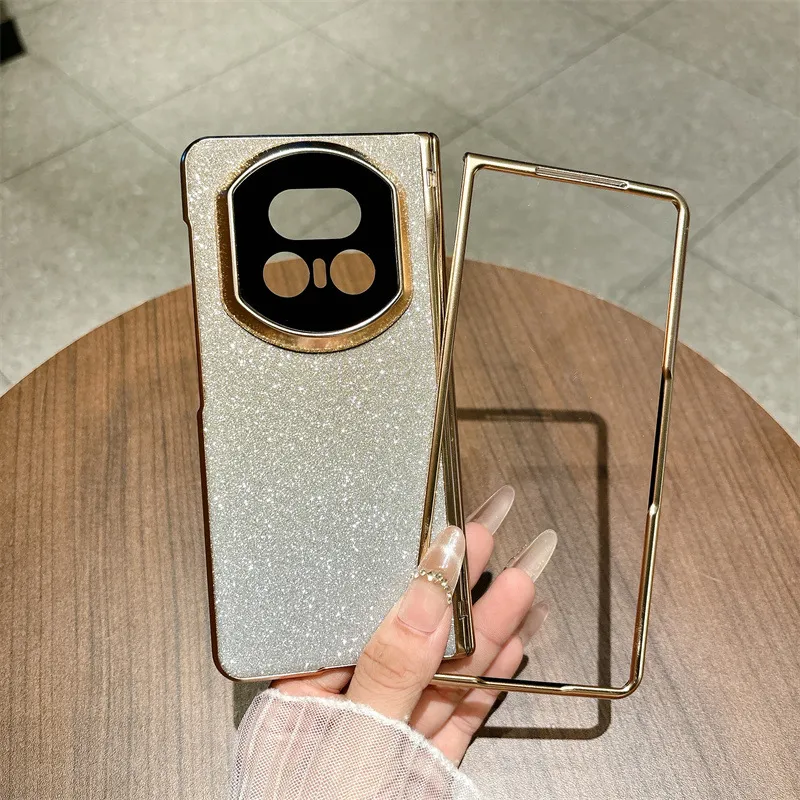 Honor MagicV5 Phone Case with Glitter Electroplating, Full Coverage Hinge, Drop-Proof Protection, Suitable for Leather Cases
