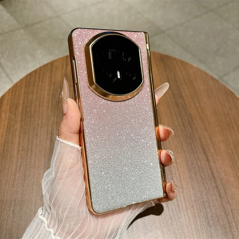 Honor MagicV5 Phone Case with Glitter Electroplating, Full Coverage Hinge, Drop-Proof Protection, Suitable for Leather Cases
