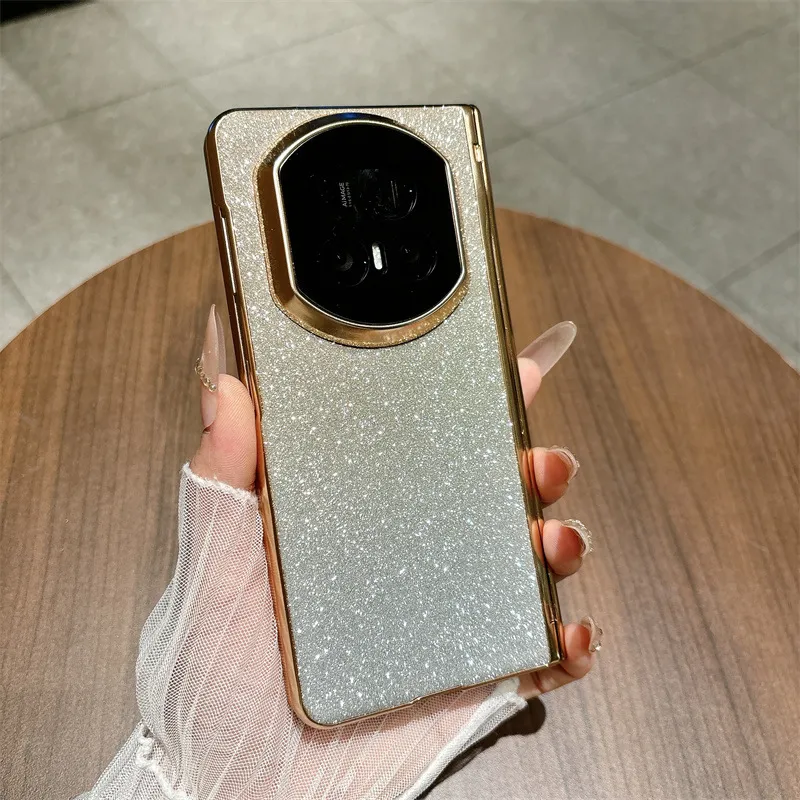 Honor MagicV5 Phone Case with Glitter Electroplating, Full Coverage Hinge, Drop-Proof Protection, Suitable for Leather Cases