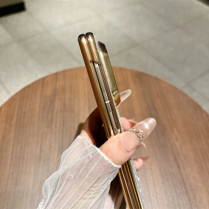 Honor MagicV5 Phone Case with Glitter Electroplating, Full Coverage Hinge, Drop-Proof Protection, Suitable for Leather Cases