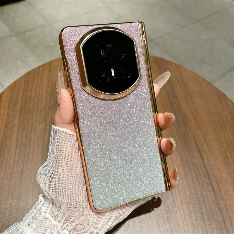 Honor MagicV5 Phone Case with Glitter Electroplating, Full Coverage Hinge, Drop-Proof Protection, Suitable for Leather Cases