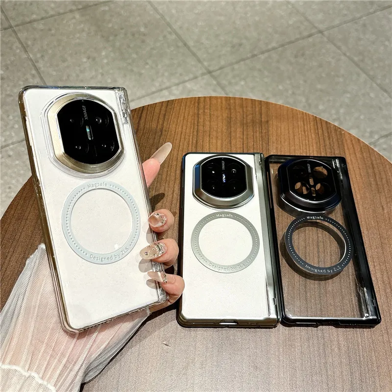 Compatible with Huawei Mate X7 phone case, MATEX6 foldable screen, light luxury electroplated magnetic charging hinge, drop-proof protective case