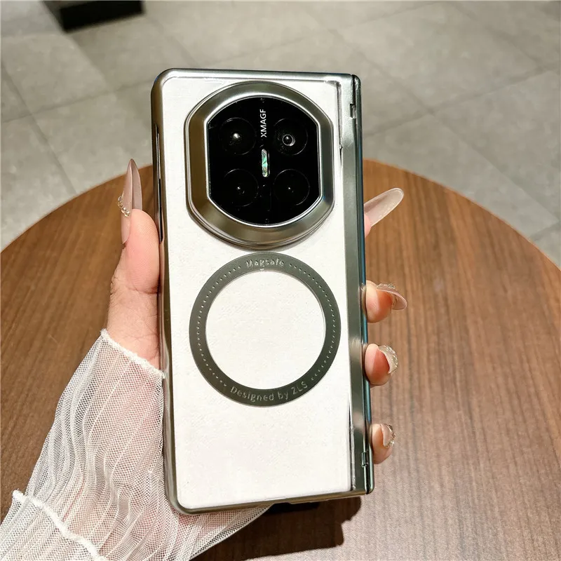 Compatible with Huawei Mate X7 phone case, MATEX6 foldable screen, light luxury electroplated magnetic charging hinge, drop-proof protective case