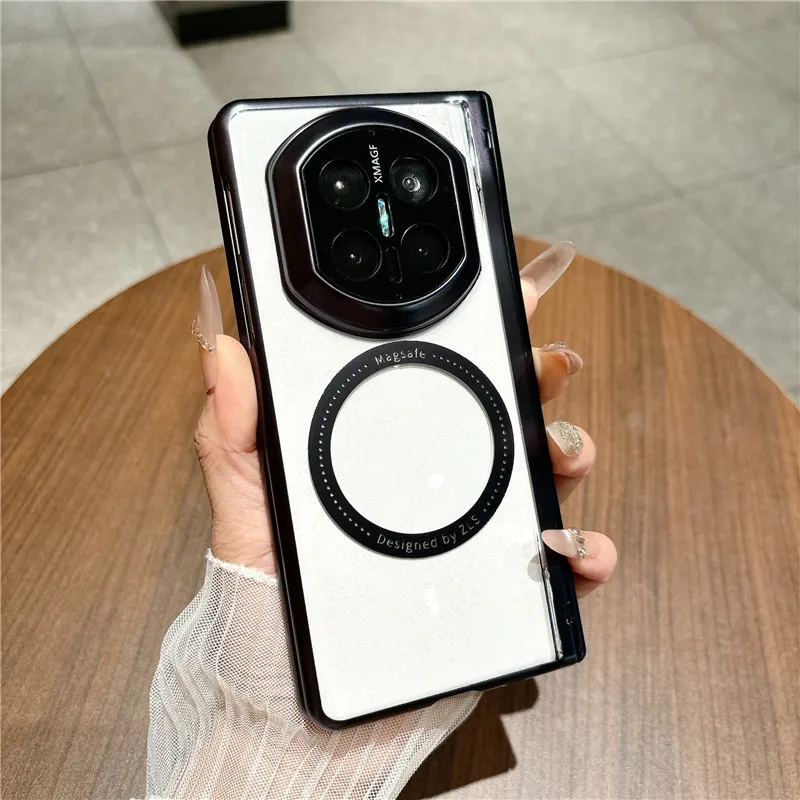 Compatible with Huawei Mate X7 phone case, MATEX6 foldable screen, light luxury electroplated magnetic charging hinge, drop-proof protective case
