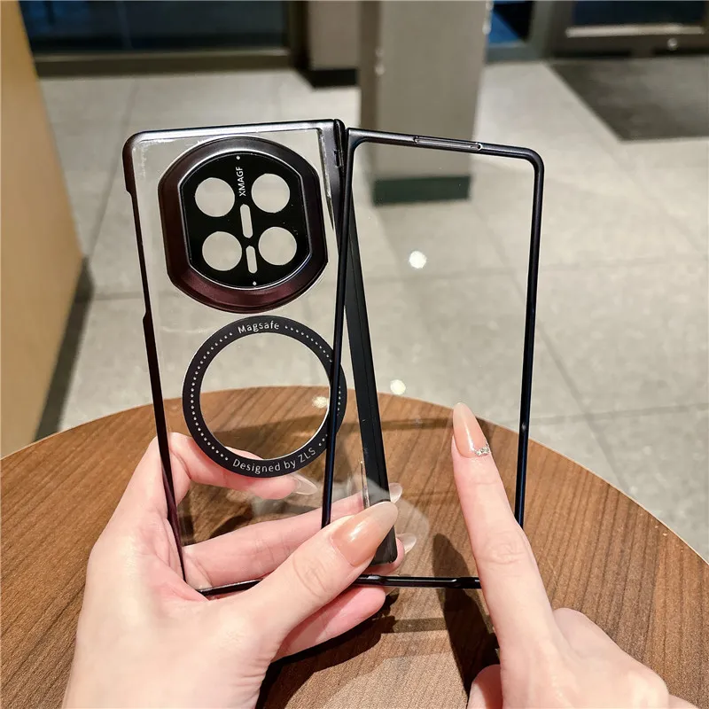 Compatible with Huawei Mate X7 phone case, MATEX6 foldable screen, light luxury electroplated magnetic charging hinge, drop-proof protective case