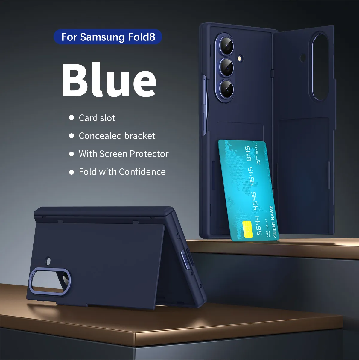 Compatible with Samsung Zfold8 Ultra phone case, FOLD8 folding stand, card slot type, integrated case and screen protector