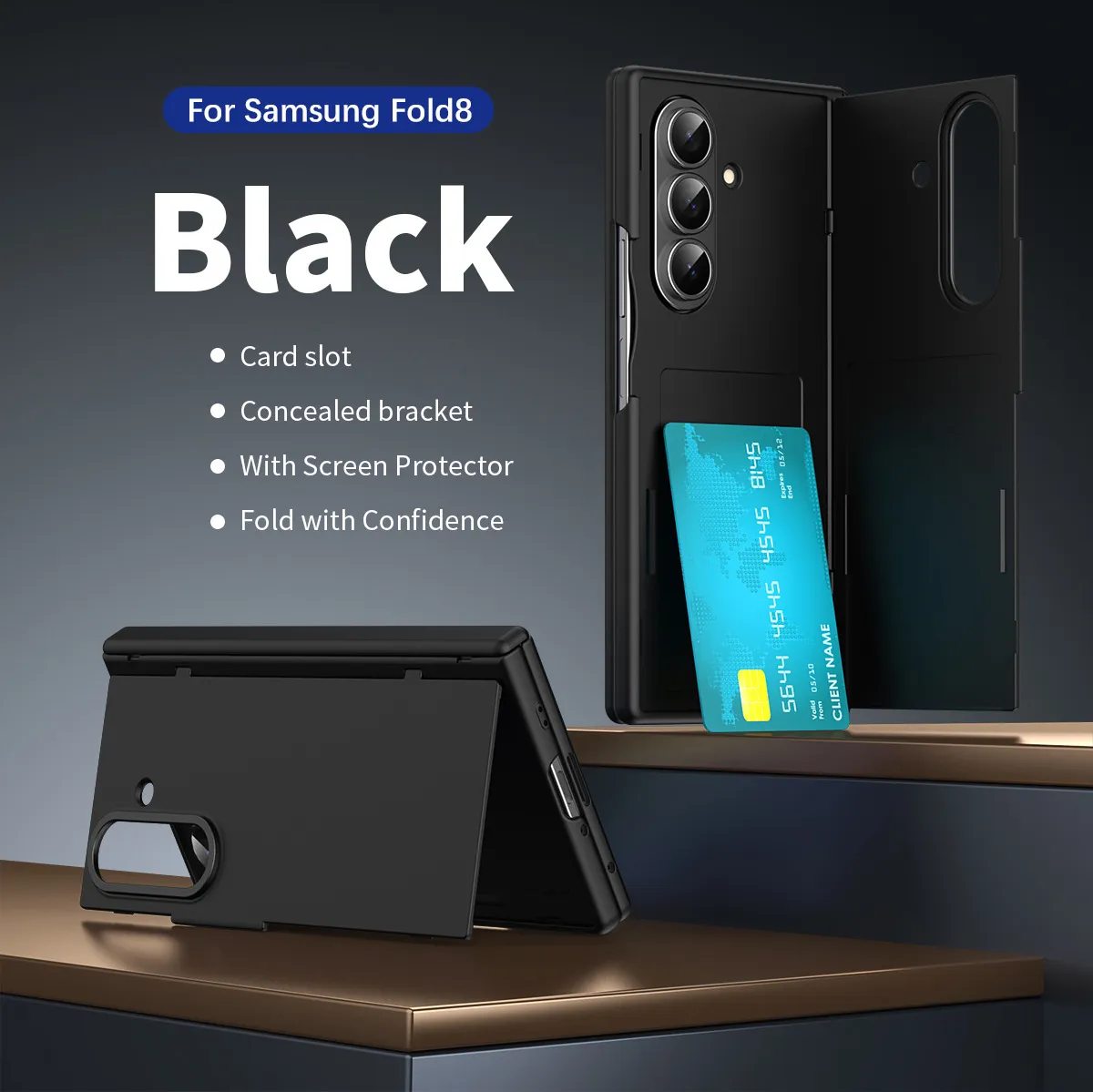 Compatible with Samsung Zfold8 Ultra phone case, FOLD8 folding stand, card slot type, integrated case and screen protector