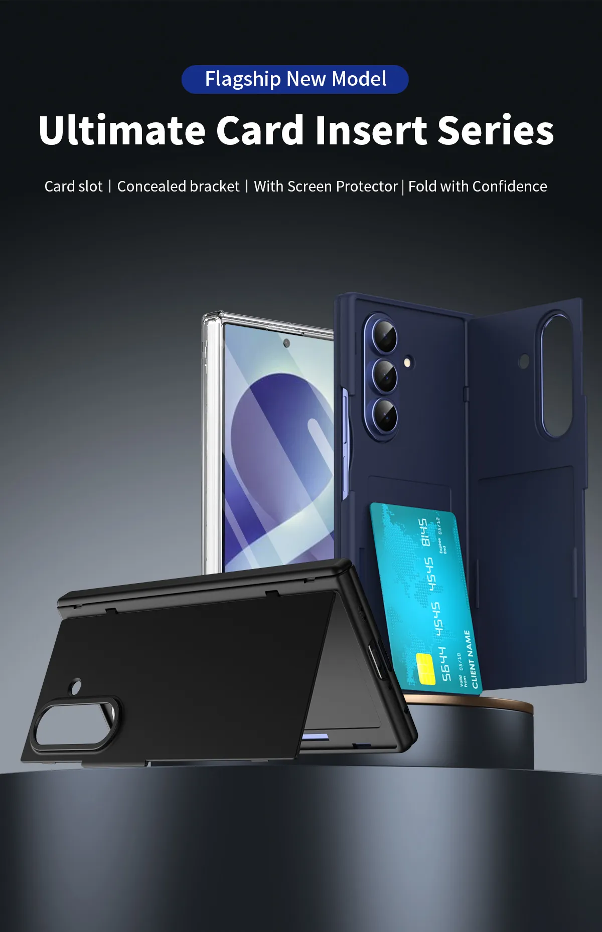 Compatible with Samsung Zfold8 Ultra phone case, FOLD8 folding stand, card slot type, integrated case and screen protector