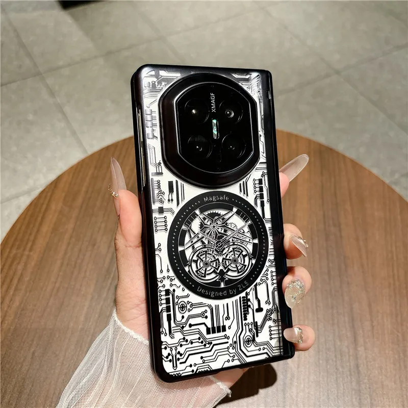Compatible with Huawei Mate X7 phone case, MATE X7 folding electroplated transparent magnetic anti-drop protective case stand 5G