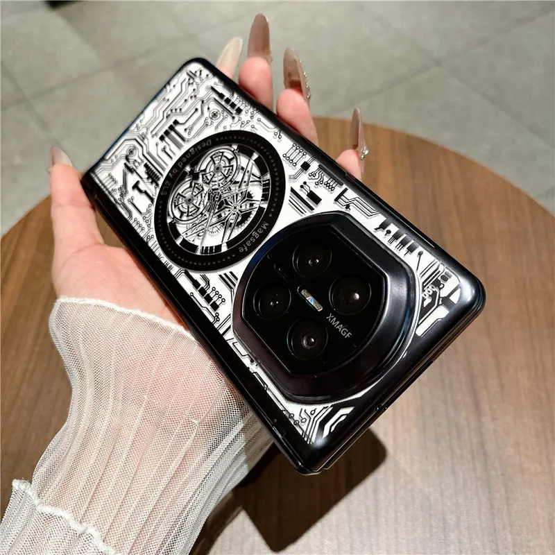 Compatible with Huawei Mate X7 phone case, MATE X7 folding electroplated transparent magnetic anti-drop protective case stand 5G