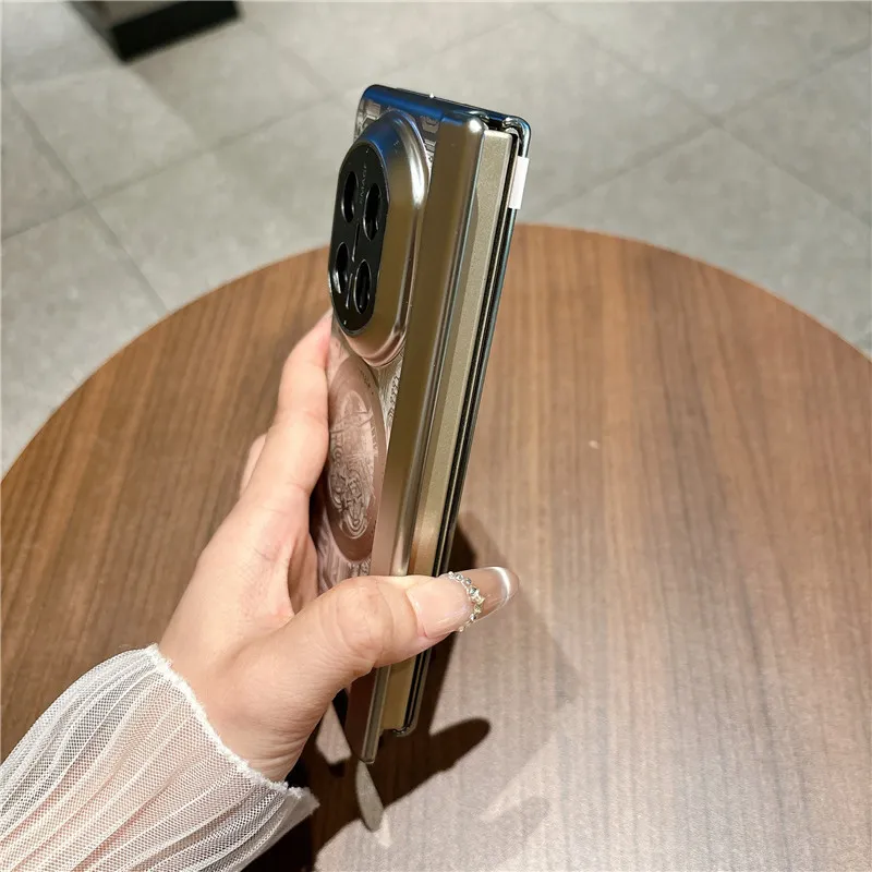 Compatible with Huawei Mate X7 phone case, MATE X7 folding electroplated transparent magnetic anti-drop protective case stand 5G