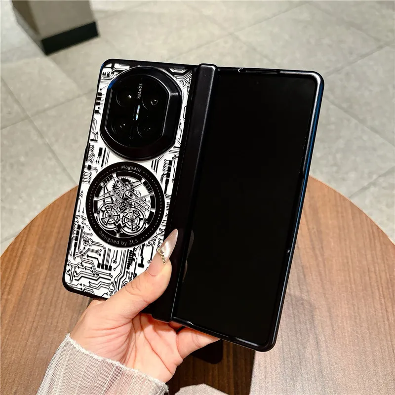 Compatible with Huawei Mate X7 phone case, MATE X7 folding electroplated transparent magnetic anti-drop protective case stand 5G