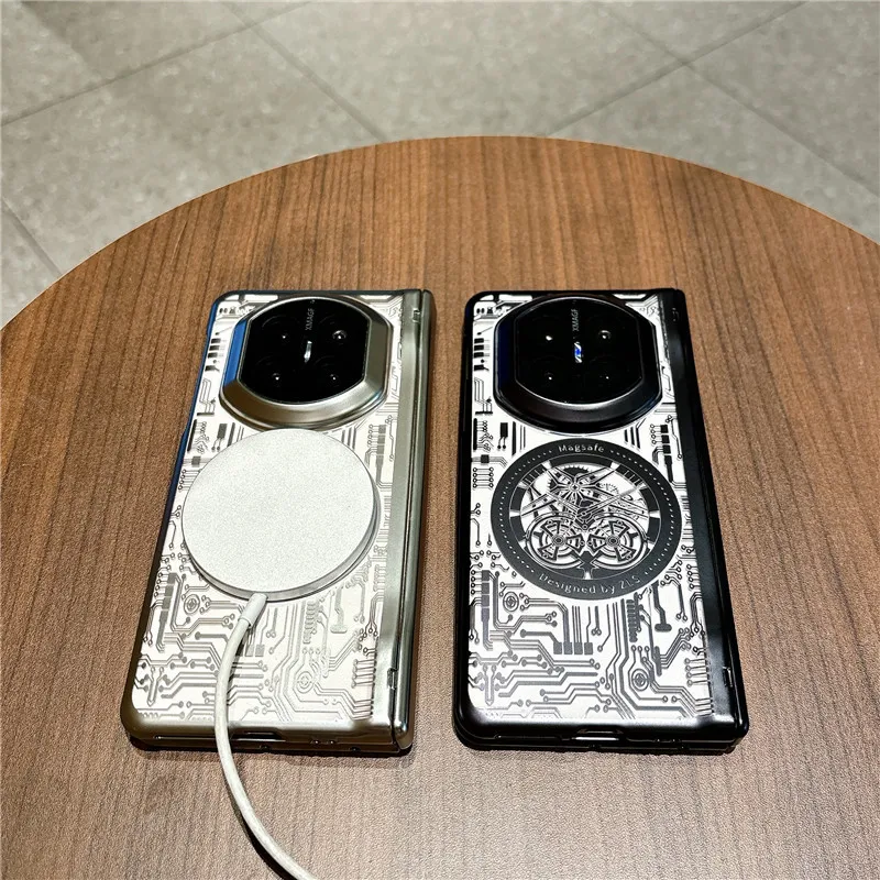 Compatible with Huawei Mate X7 phone case, MATE X7 folding electroplated transparent magnetic anti-drop protective case stand 5G