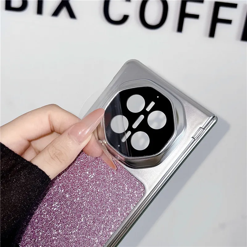 Compatible with Huawei MATEX7 and MateX6 foldable screen magnetic glitter electroplated leather drop-proof protective case