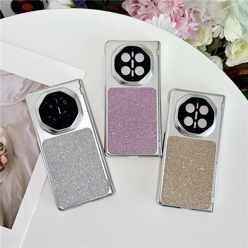 Compatible with Huawei MATEX7 and MateX6 foldable screen magnetic glitter electroplated leather drop-proof protective case