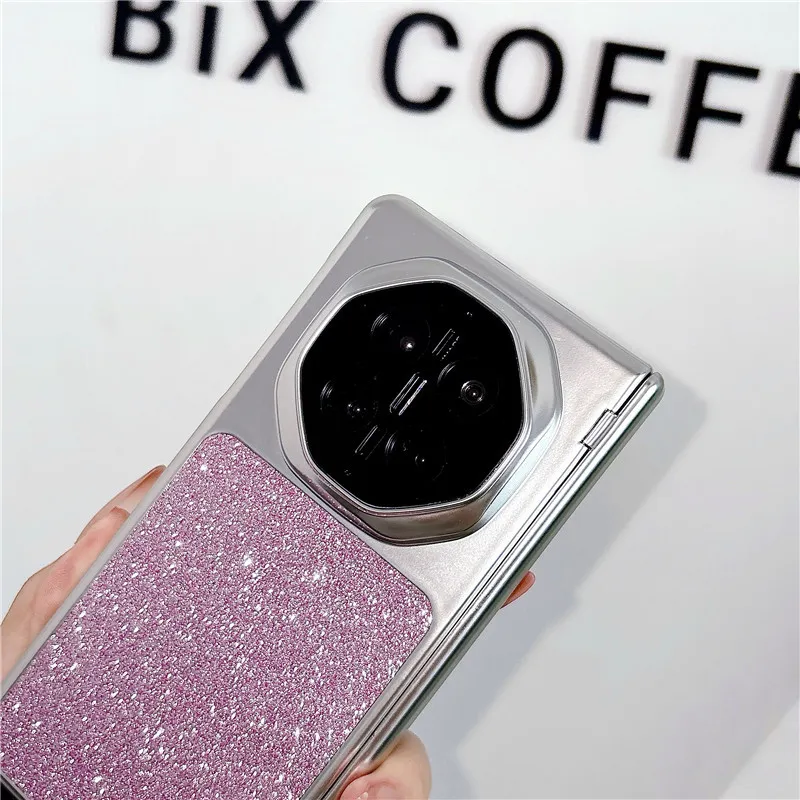 Compatible with Huawei MATEX7 and MateX6 foldable screen magnetic glitter electroplated leather drop-proof protective case
