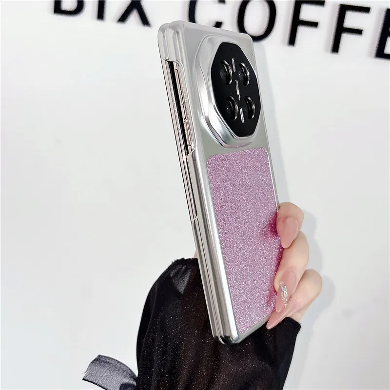 Compatible with Huawei MATEX7 and MateX6 foldable screen magnetic glitter electroplated leather drop-proof protective case