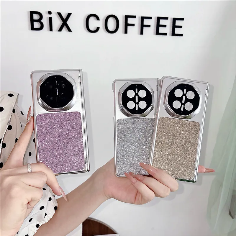 Compatible with Huawei MATEX7 and MateX6 foldable screen magnetic glitter electroplated leather drop-proof protective case