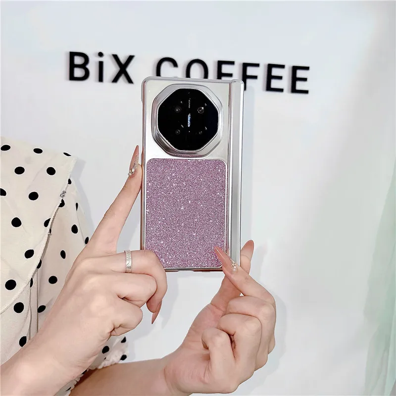 Compatible with Huawei MATEX7 and MateX6 foldable screen magnetic glitter electroplated leather drop-proof protective case