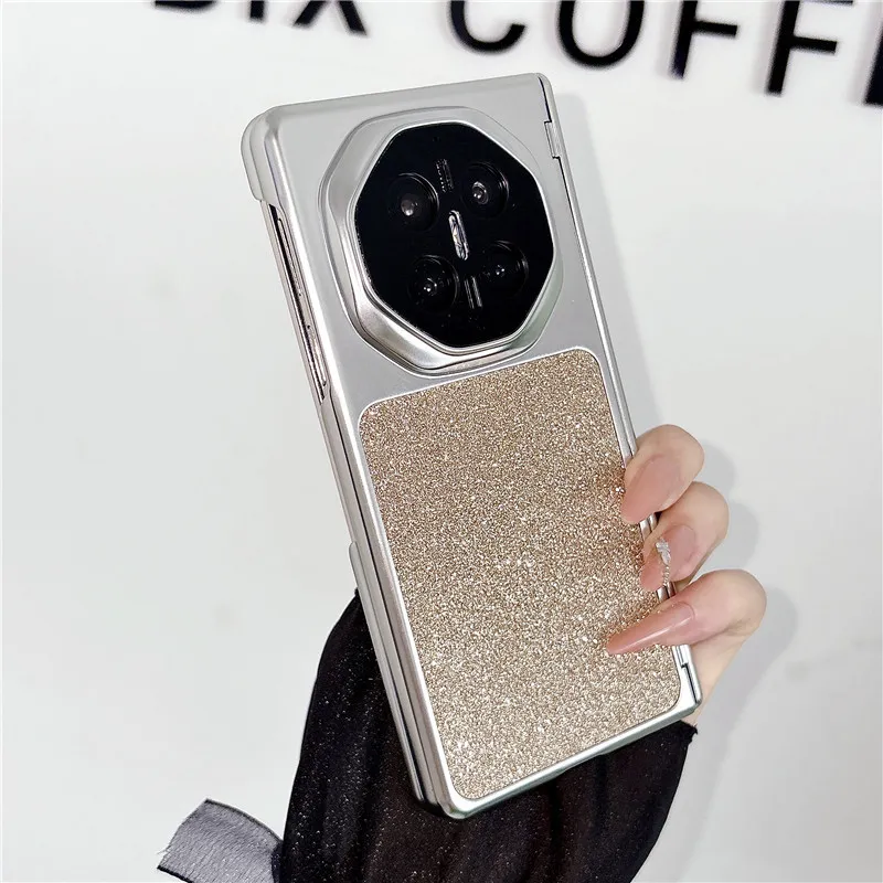 Compatible with Huawei MATEX7 and MateX6 foldable screen magnetic glitter electroplated leather drop-proof protective case